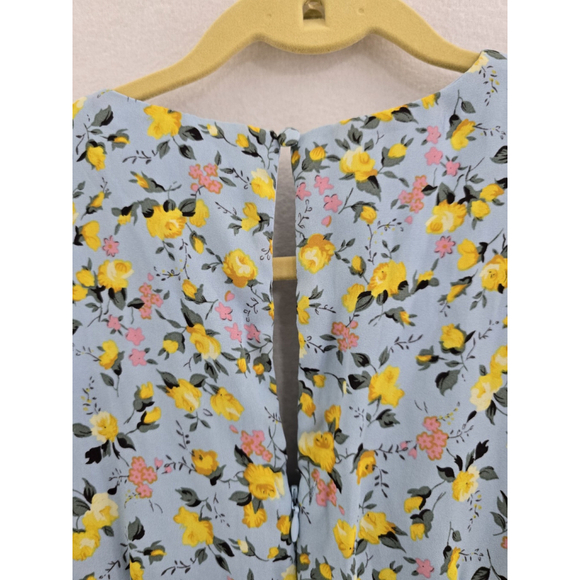 Lulus Shirt Tiered Ruffled Blue/yellow Floral Dress. NWOTLadies Size Small - Picture 12 of 15